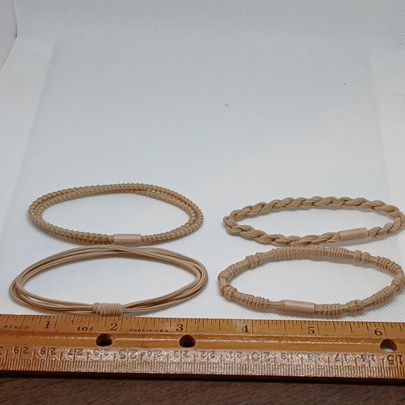 NWOT Set of 4 Tan Adjustable Braided Cloth/String Bracelets Jewelry Acc #10 - Picture 8 of 11